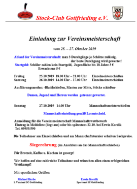 Banner Vereinsmeisterschaft 2019